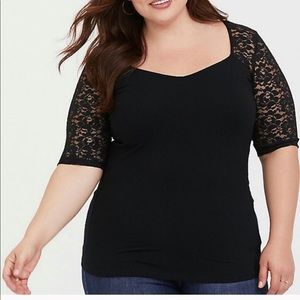 Torrid black lace foxy top